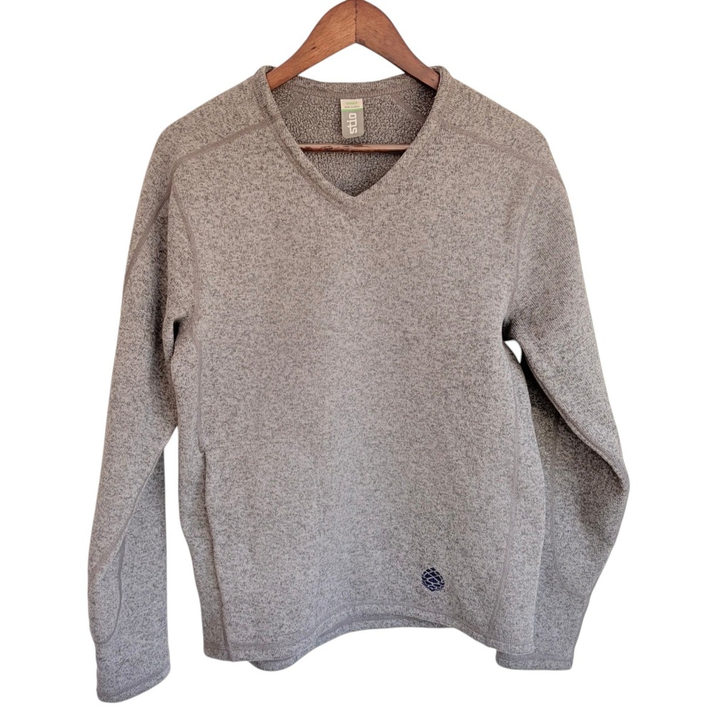 Stio Wilcox‎ Fleece V-Neck Sweater Small Gorpcore Gray Heathered Pullover Mens